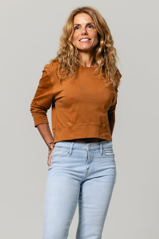 Long Sleeve Crew Top | Peruvian Pima Cotton | Dark Honey