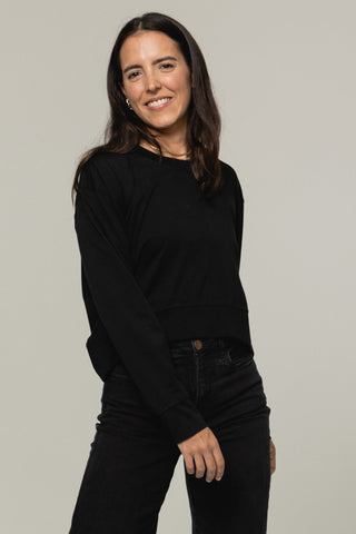 Long Sleeve Crew Top | Peruvian Pima Cotton | Black