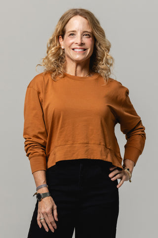 Long Sleeve Crew Top | Peruvian Pima Cotton | Dark Honey