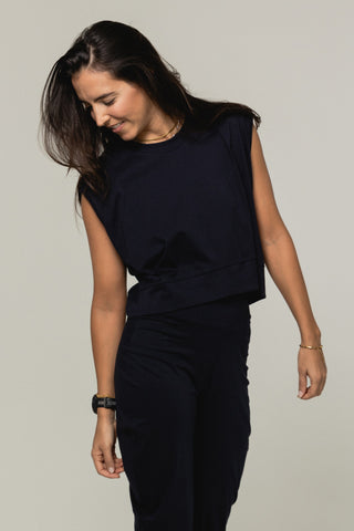 Muscle Crew Top | Peruvian Pima Cotton | Deep Navy