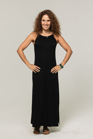 Strappy Maxi Dress Andrea | Peruvian Pima Cotton | Black