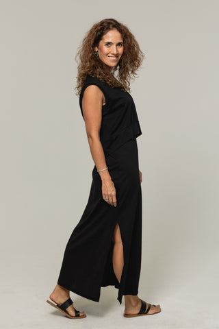 Strappy Maxi Dress Andrea | Peruvian Pima Cotton | Black