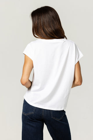 Flowy V Neck Tee | Peruvian Pima Cotton | Off White