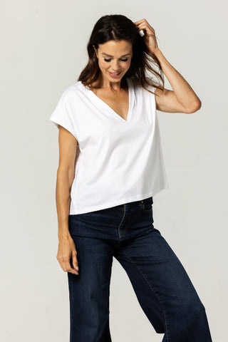 Flowy V Neck Tee | Peruvian Pima Cotton | Off White