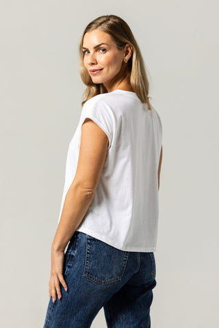 Flowy V Neck Tee | Peruvian Pima Cotton | Off White