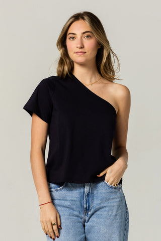 One Shoulder Tee | Peruvian Pima Cotton | Deep Navy