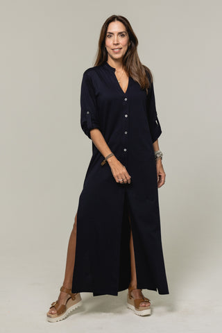 Maxi Shirt Dress Josephine | Peruvian Pima Cotton | Deep Navy