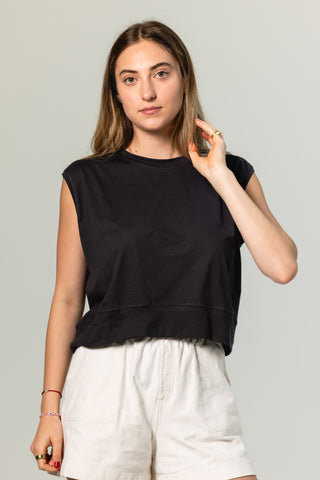 Muscle Crew Top | Peruvian Pima Cotton | Black