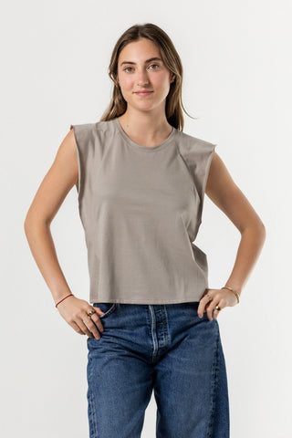 Sleeveless Ruffle Top | Peruvian Pima Cotton | Khaki