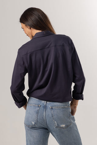 Button Up Shirt Anna | Peruvian Pima Cotton | Marine Blue