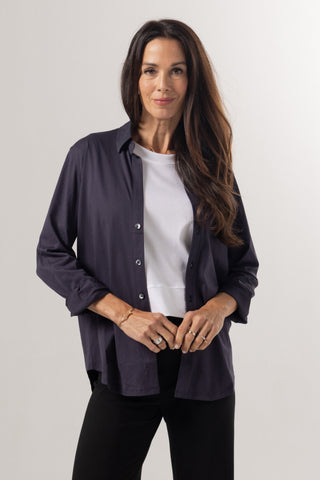 Button Up Shirt Anna | Peruvian Pima Cotton | Marine Blue