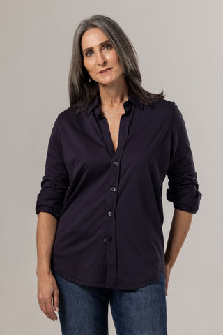 Button Up Shirt Anna | Peruvian Pima Cotton | Marine Blue