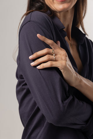 Button Up Shirt Anna | Peruvian Pima Cotton | Marine Blue