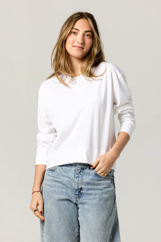 Long Sleeve Crew Top | Peruvian Pima Cotton | Off White