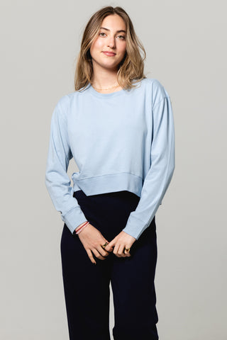 Long Sleeve Crew Top | Pima Cotton | Hazy Blue