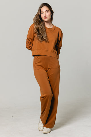 Straight Leg Pants | Pima Cotton | Dark Honey