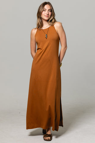 Strappy Maxi Dress Andrea | Pima Cotton | Dark Honey