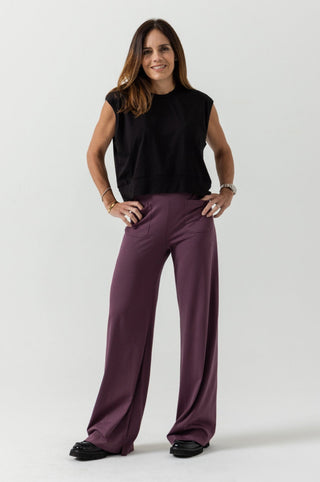 Straight Leg Pants | Peruvian Pima Cotton | Eggplant