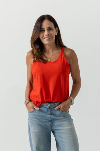 Tank Silvia | Peruvian Pima Cotton | Coral Red