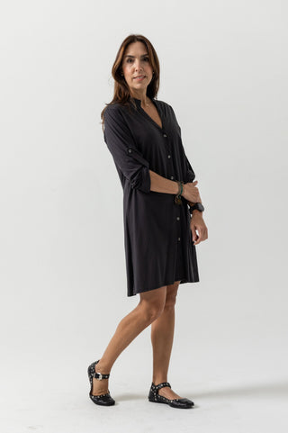 Mini Shirt Dress Josephine | Peruvian Pima Cotton | Charcoal