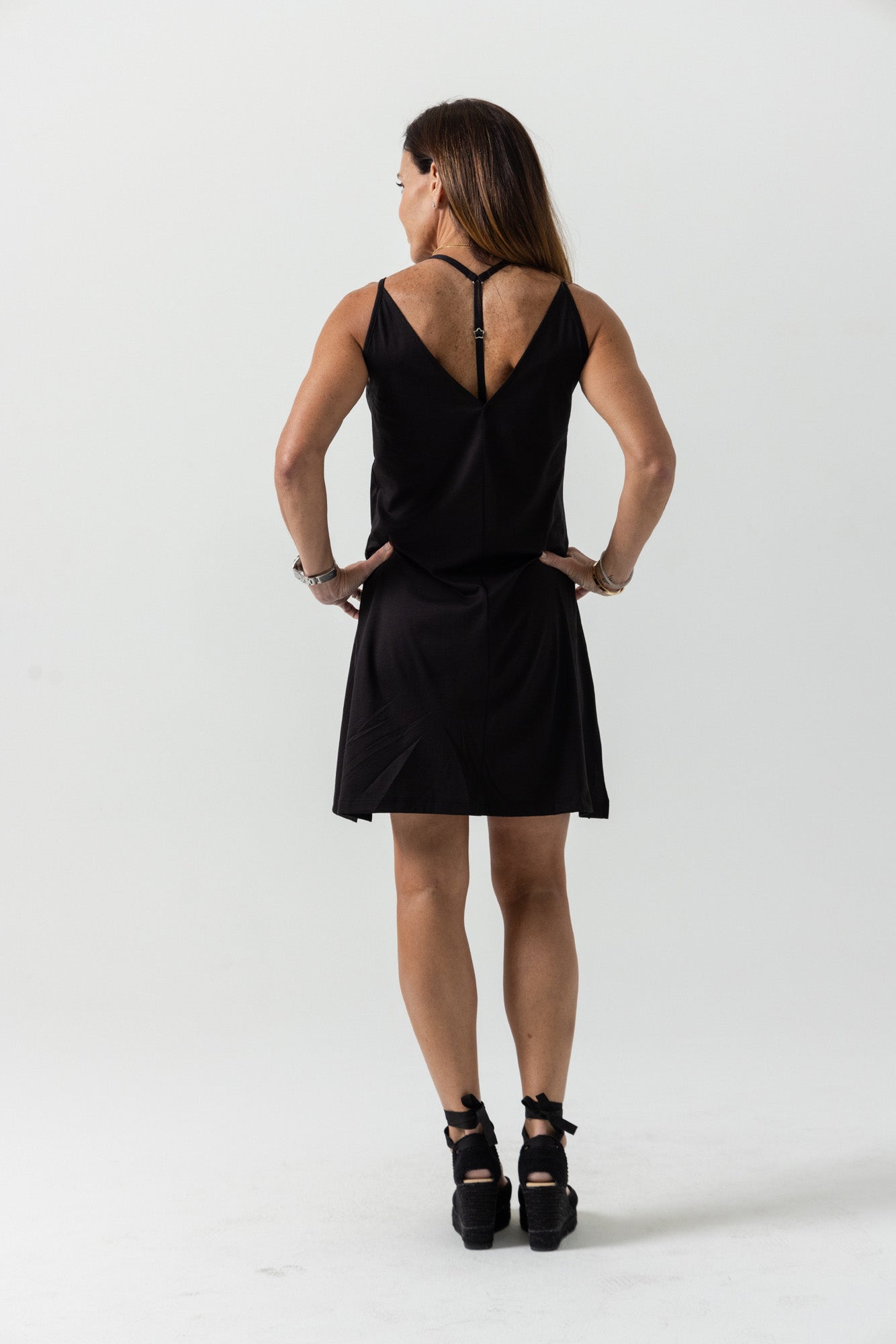 Strappy Mini Dress Andrea Peruvian Pima Cotton Black