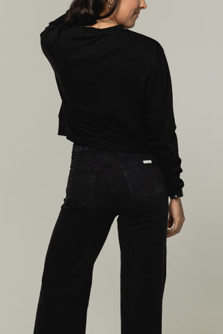 Long Sleeve Crew Top | Pima Cotton | Black