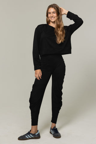 Long Sleeve Crew Top | Pima Cotton | Black