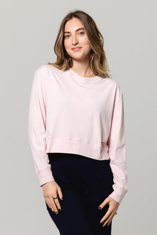 Long Sleeve Crew Top | Pima Cotton | Soft Pink