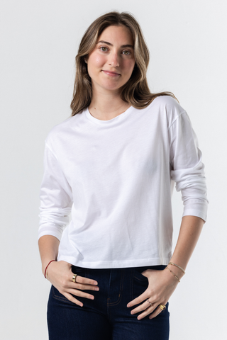 Long Sleeve Classic Tee | Peruvian Pima Cotton | White