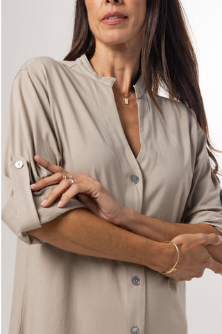 Mini Shirt Dress Josephine | Peruvian Pima Cotton | Khaki