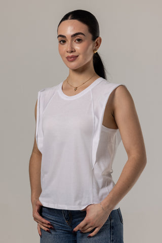 Sleeveless Ruffle Top | Peruvian Pima Cotton | White