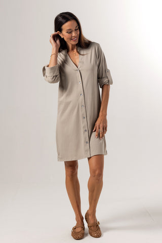 Mini Shirt Dress Josephine | Peruvian Pima Cotton | Khaki