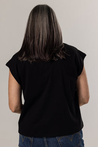 Flowy V Neck Tee | Peruvian Pima Cotton | Black