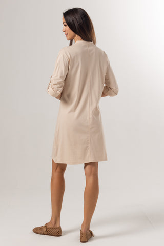 Mini Shirt Dress Josephine | Peruvian Pima Cotton | Almond