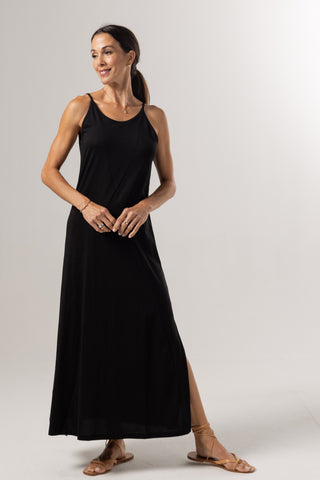 Strappy Maxi Dress Andrea | Peruvian Pima Cotton | Black