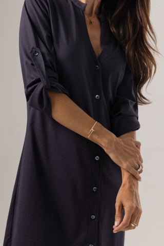 Mini Shirt Dress Josephine | Peruvian Pima Cotton | Marine Blue