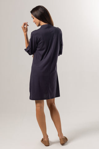 Mini Shirt Dress Josephine | Peruvian Pima Cotton | Marine Blue