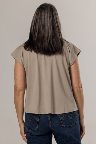 Flowy V Neck Tee | Peruvian Pima Cotton | khaki