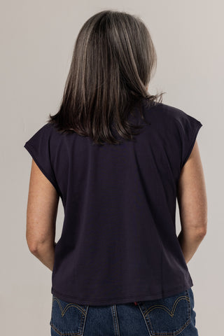 Flowy V Neck Tee | Peruvian Pima Cotton | Marine Blue