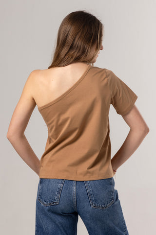 One Shoulder Tee | Peruvian Pima Cotton | Camel