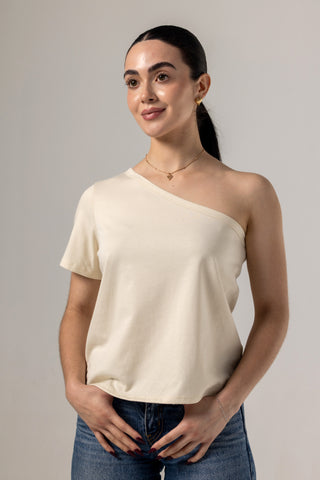 One Shoulder Tee | Peruvian Pima Cotton | Bone