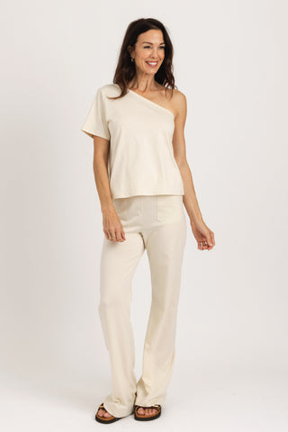 One Shoulder Tee | Peruvian Pima Cotton | Bone