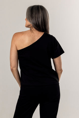 One Shoulder Tee | Peruvian Pima Cotton | Black