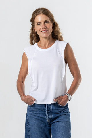 Sleeveless Ruffle Top | Peruvian Pima Cotton | White