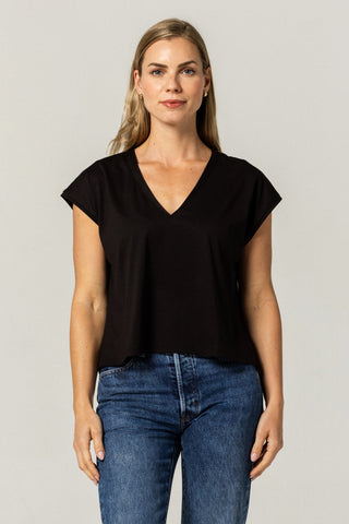 Flowy V Neck Tee | Peruvian Pima Cotton | Black