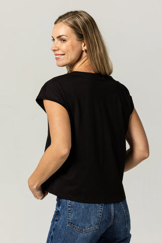 Flowy V Neck Tee | Peruvian Pima Cotton | Black