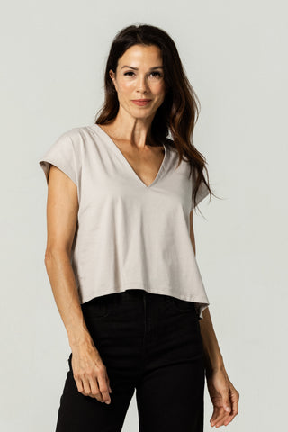Flowy V Neck Tee | Peruvian Pima Cotton | Mineral