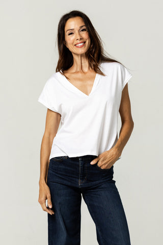 Flowy V Neck Tee | Peruvian Pima Cotton | Off White