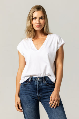 Flowy V Neck Tee | Peruvian Pima Cotton | Off White