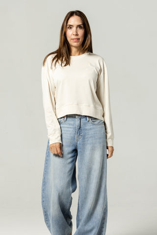 Long Sleeve Crew Top | Peruvian Pima Cotton | Bone